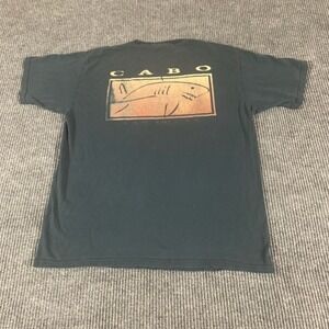 VTG Yazbek T Shirt Mens L Blue Cabo San Lucas Shark Back Hit Cotton‎ Retro Y2K